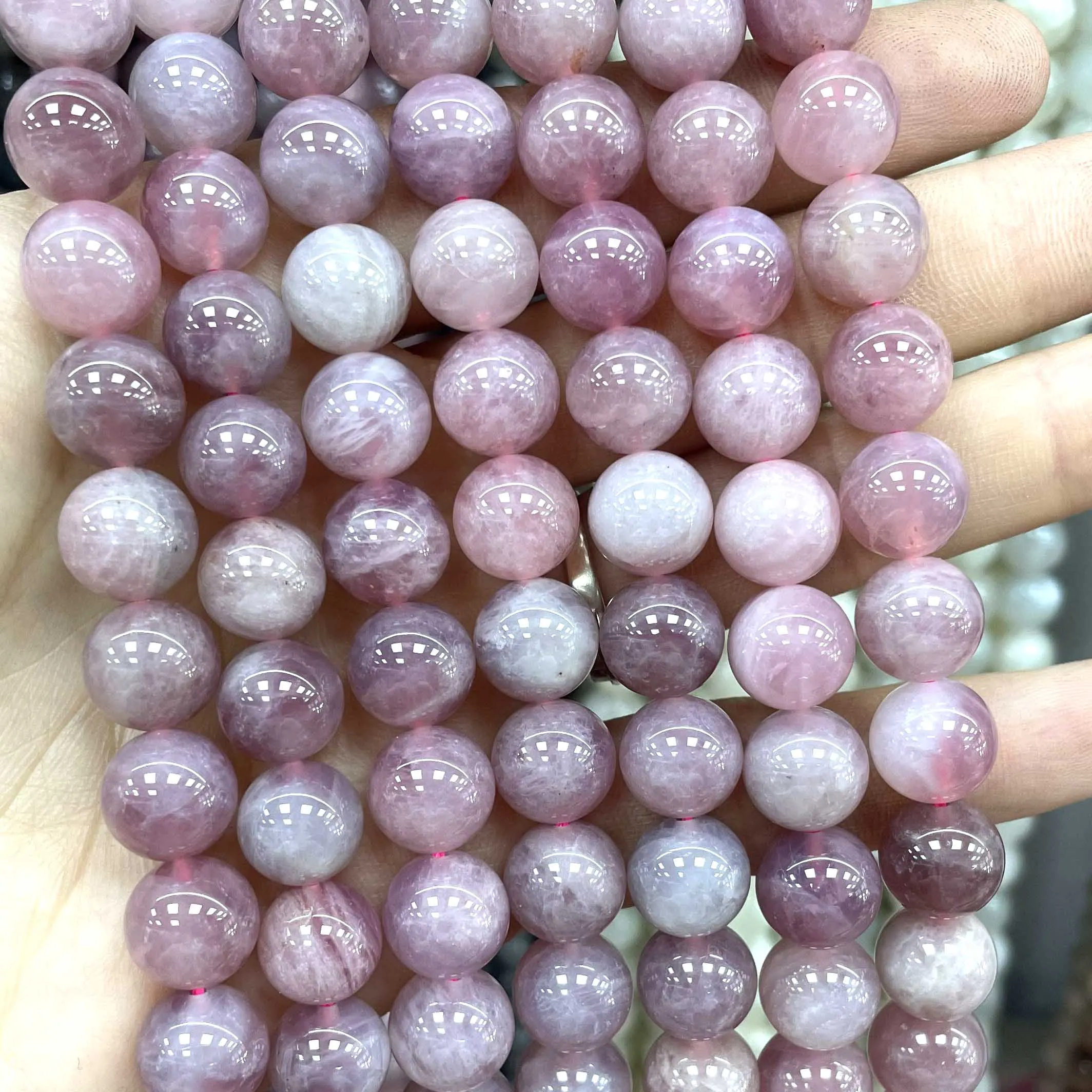 6/8/10MM Natural Stone Purple Rose Quartz Round Gemstone Spacer Beads For Jewelry Making DIY Bracelet Accessories 7.5\'\'inches