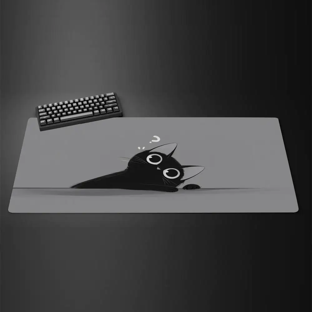 

Black Cat Illustration Mouse Pad Large Rubber Anti-slip PC Desk Accessories Mousepad for Office and Gamer Keyboard Mat Decor Rug