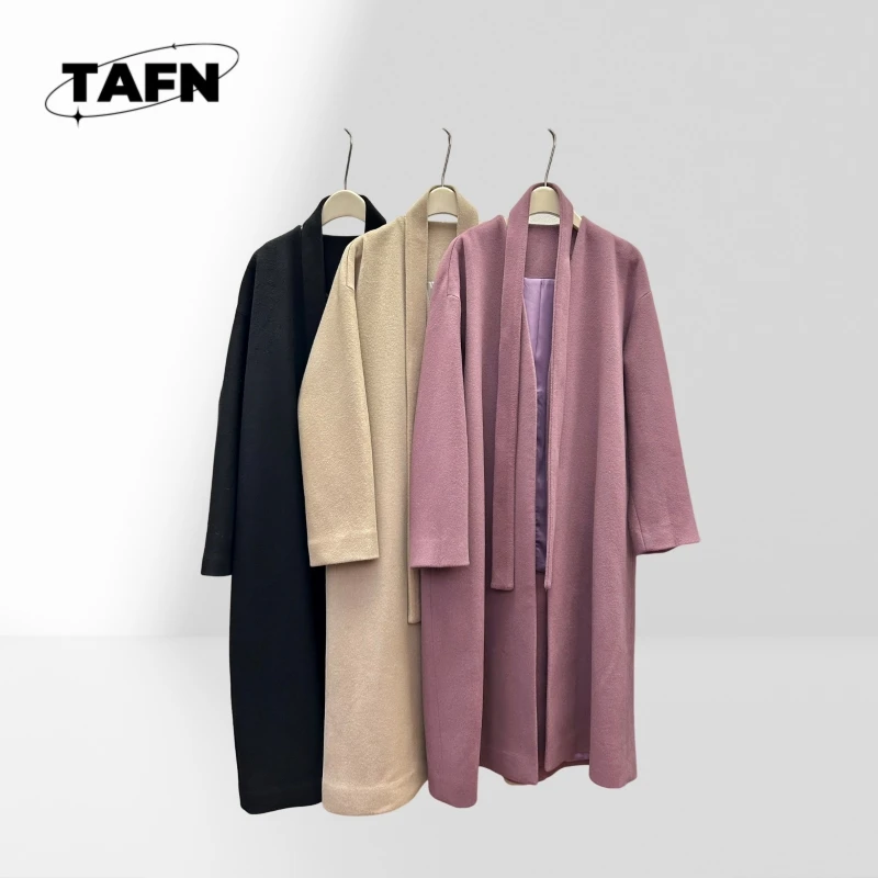 Beliebter europäischer und amerikanischer Stil aus Wolle, warm, winddicht, Bankett, luxuriös, für Senioren, Damen, lang geschnitten, trendig, SimpleA25261