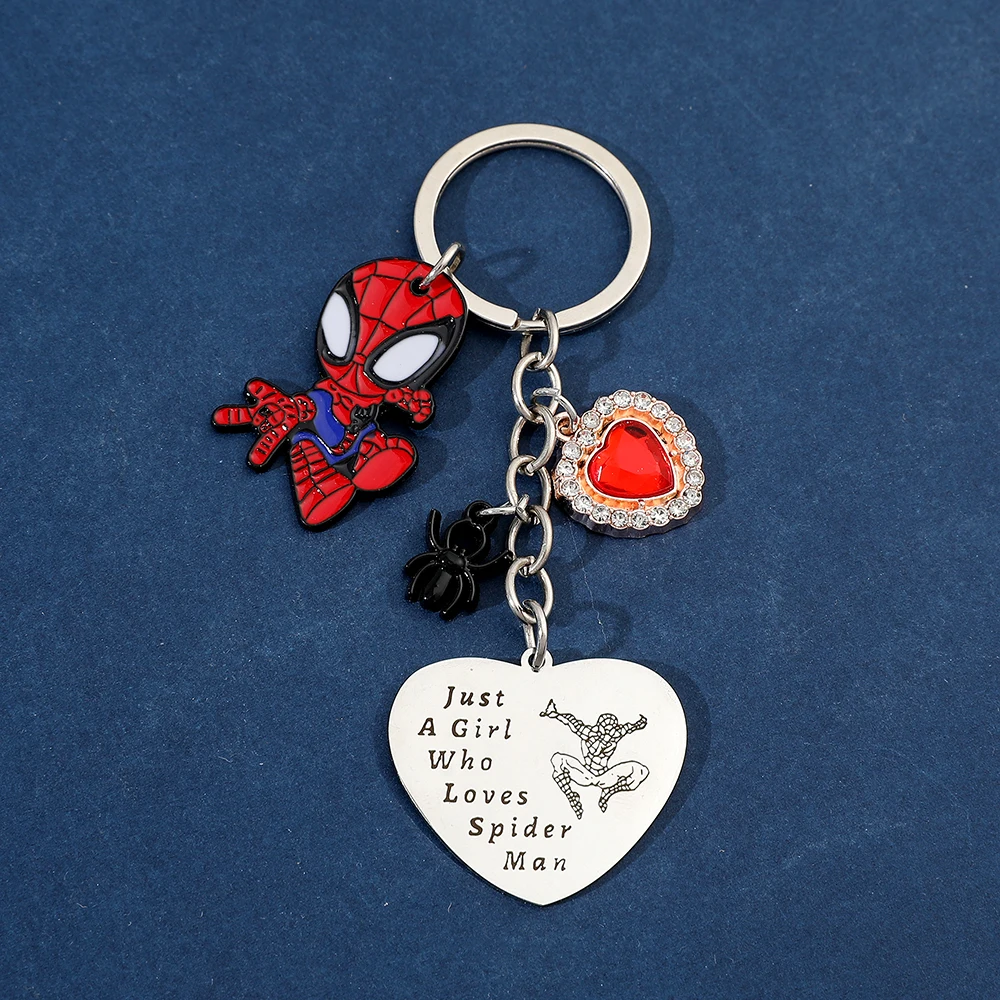 Marvel Spiderman Model Keychain Avengers Superhero Spider Man Key Chain Cartoon Figure Keyrings Accessories for Bag Ornament