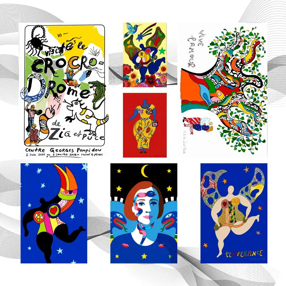 Art Pop Niki de Saint Phalle Poster Peel And Stick Wall Art Self Adhesive PP Waterproof Wall Decor Living Room Bedroom Gift