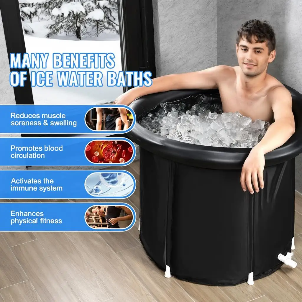 Tragbare Kaltwasserwanne 290L 80x75cm, faltbar mit Deckel für Sportler, aufblasbare Kaltwasser-Therapiewanne für Erwachsene, für Zuhause und Fitness – Detail 6
