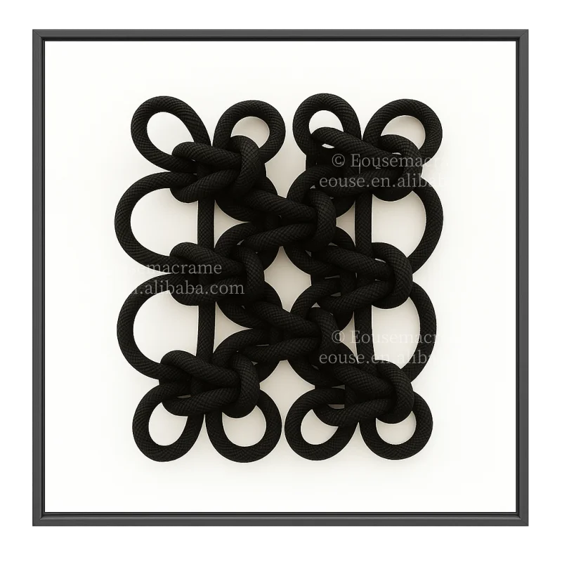 

Framed Macrame Wall Hanging Fiber Art - Handmade Minimalist Luxury Eco-Friendly Home Decor