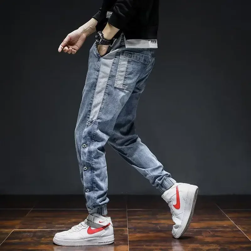 With Pockets Jeans for Men Kpop High Quality Korean Trousers Fashion Stacked Luxury Aesthetic Original Cotton Man Cowboy Pants
