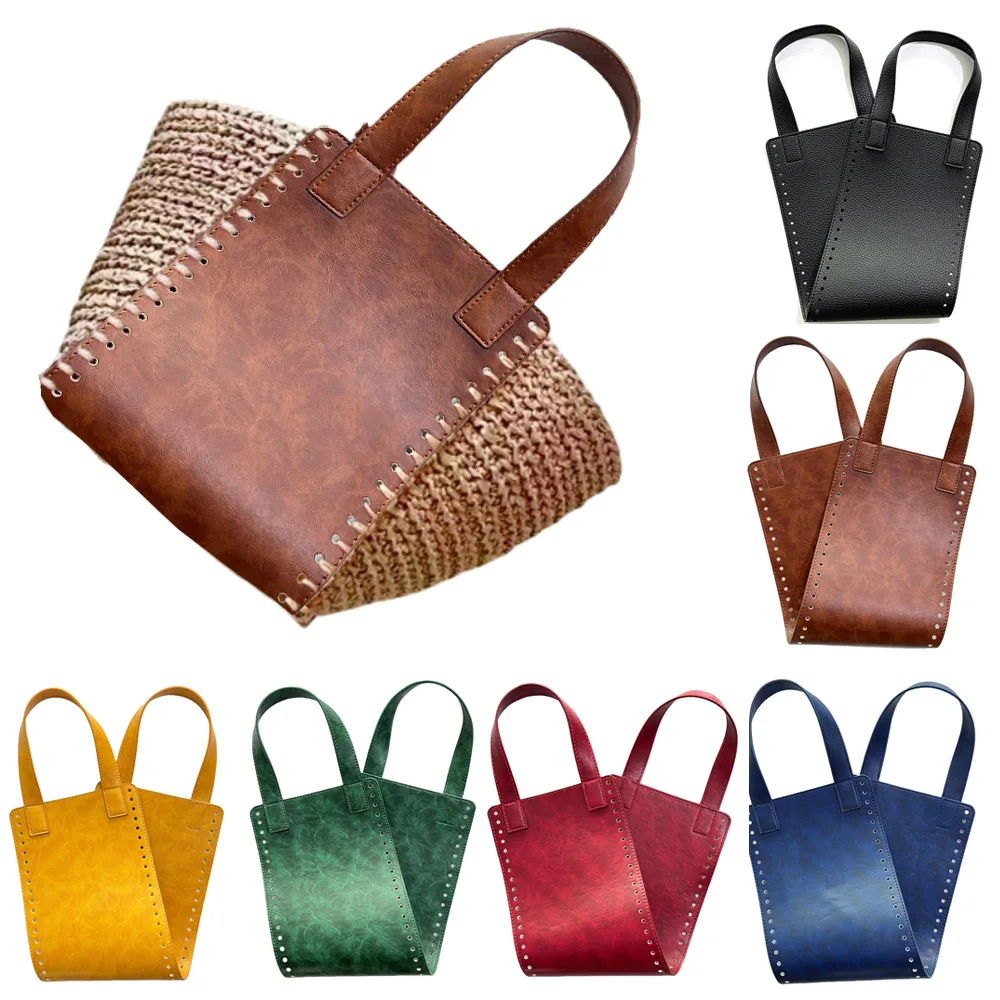 Handmade Leather Accessories For Handbags Knit Bag Accessories Crochet Bag Handles Sewing Bag Itself Kit DIY Shoulder Bag Parts