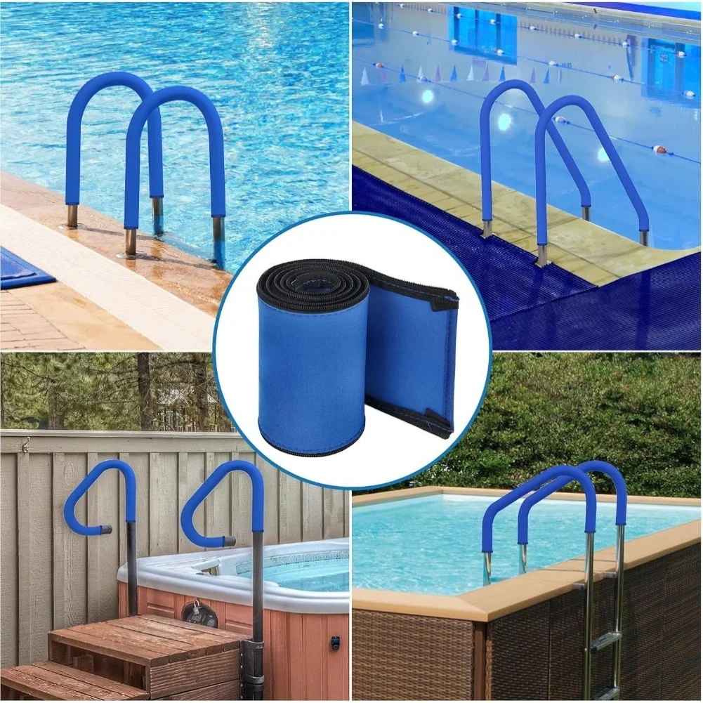 

Slip Resistant Neoprene Pool Railing Covers with Zipper for Inground Pools Protective Handrail Sleeve for Safer Use
