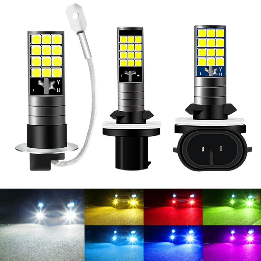 Многоцветная лампа противотуманных фар H1 H3 H27 881 3030 24SMD 900LM Желтый Розовый Зеленый Синий Автомобильные ходовые огни Автомобильные светодиоды Свет 12 В