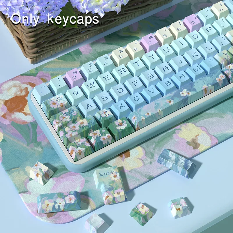 Daisy  Keycap Original Summer Daisy Theme Cherry Hight Personalized Customization Pbt Thermal Sublimation Cartoon Keycap Gift