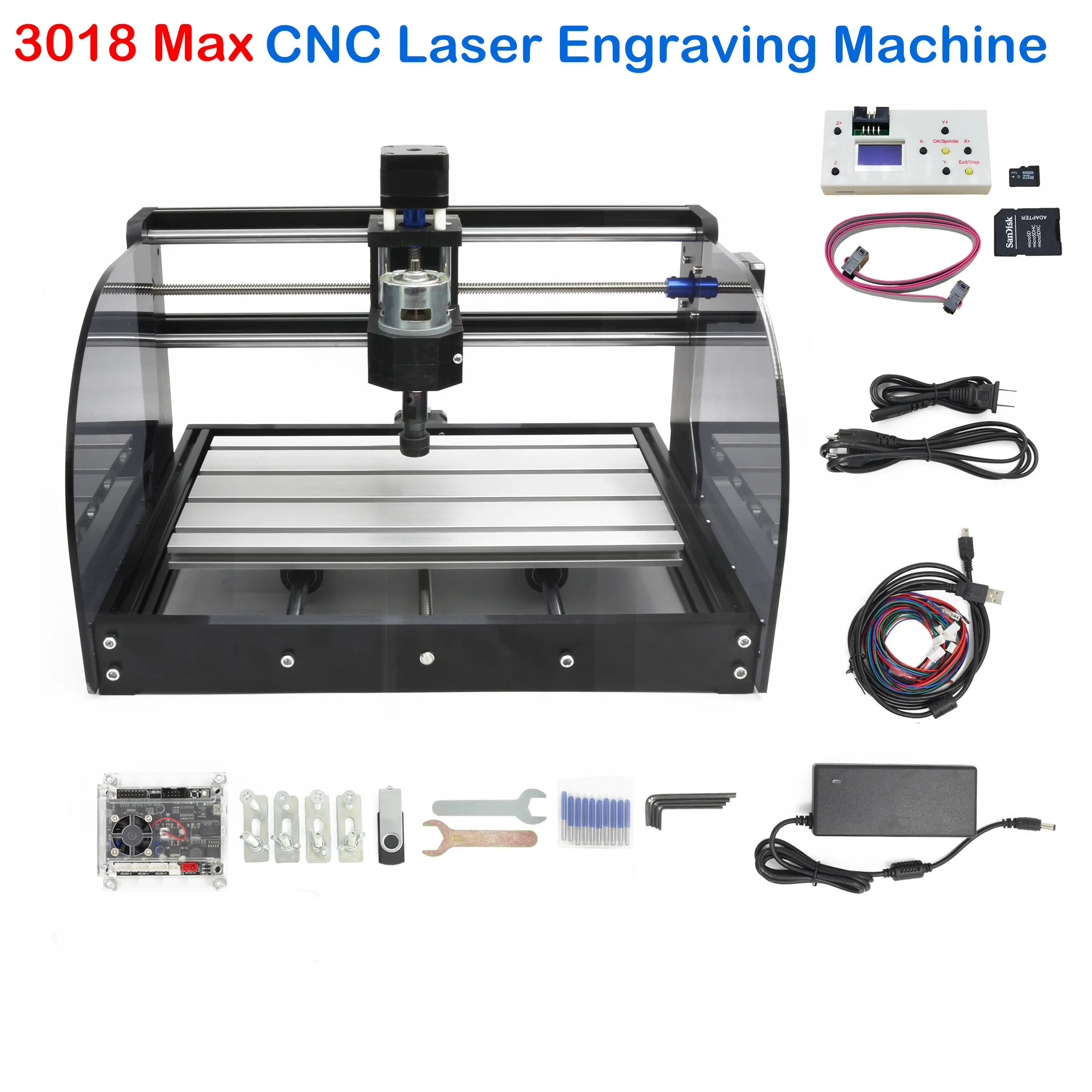 【مخزون الاتحاد الأوروبي/الولايات المتحدة/BR】آلة الطحن الصغيرة CNC Router 3018 Pro Max Upgrade GRBL 1.1 ER11 3 محاور تحكم غير متصل لنقش الخشب
