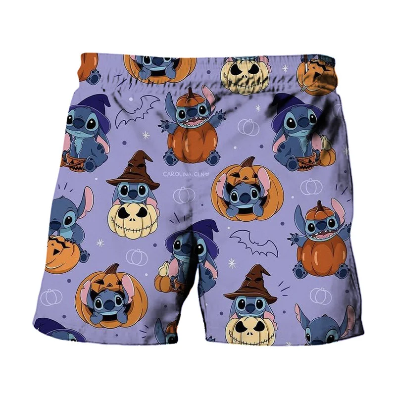 2024 New Horror Halloween Collection Disney Brand Mickey And Minnie Anime Print Summer Men\'s Fashion Beach Party Casual Shorts