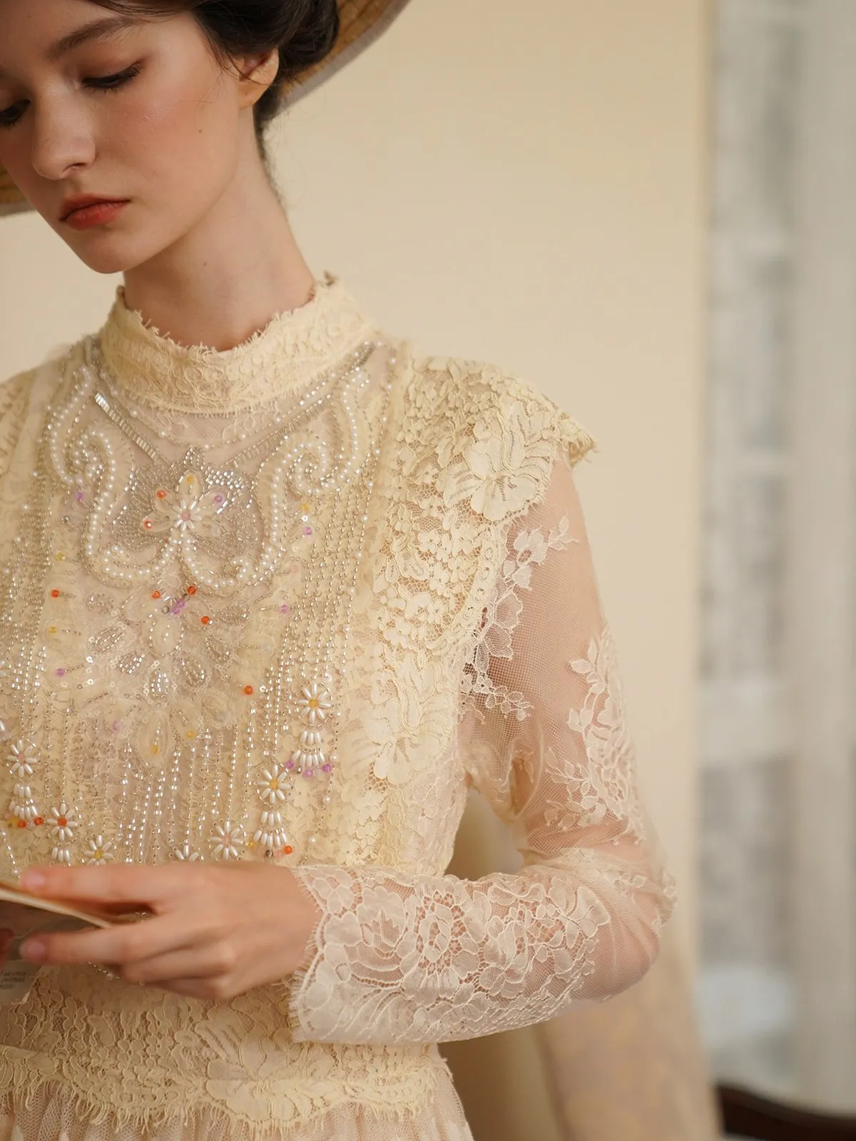 TIYIHAILEY printemps magnifique femmes robe à manches longues paillettes perlées longue Maxi dames S-XL Vintage taille haute 2026 nouvelle dentelle maille