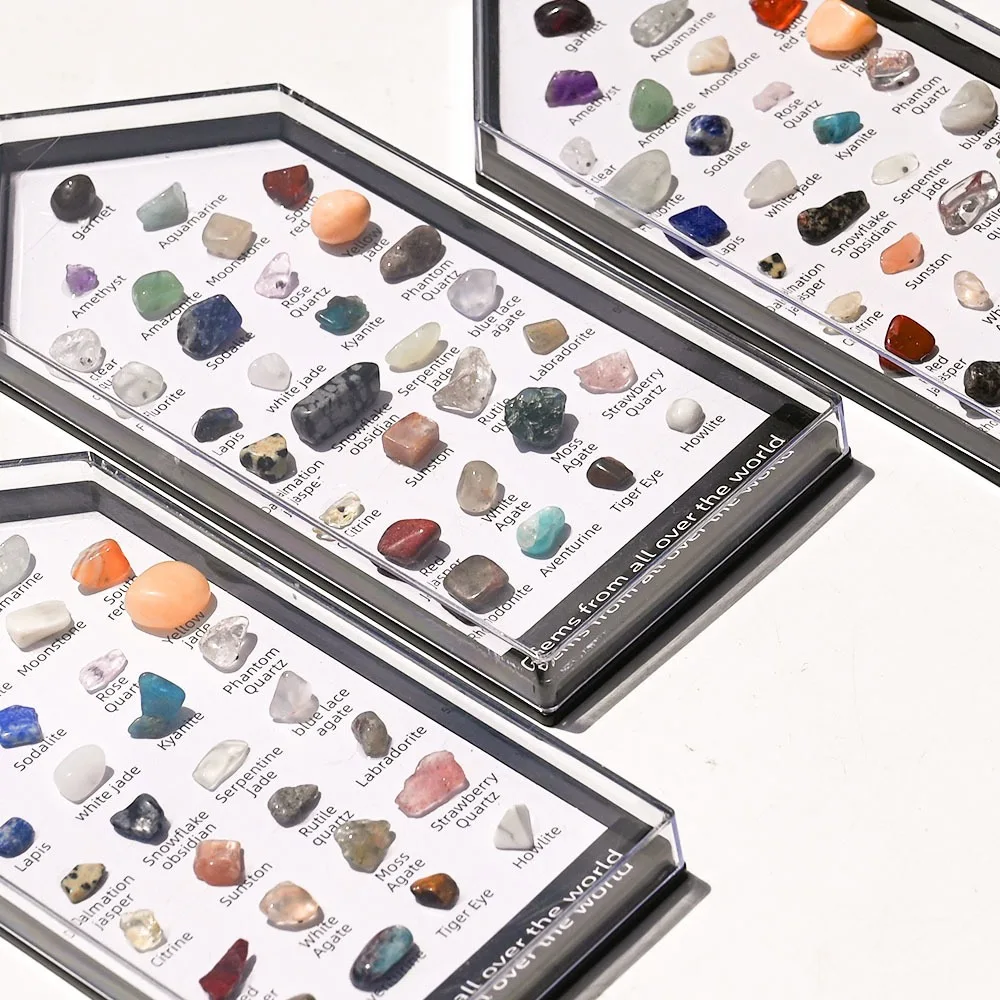 31PCS/Set Natural Healing Crystals Mineral Specimens Irregular Tumbled Stones Rock Collection Box for Kids Research Teaching