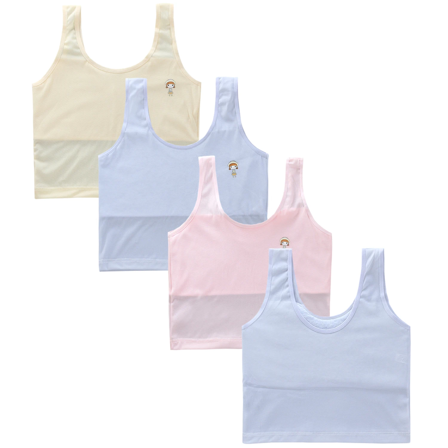 

1pcs Children's bra extended edition Summer mesh Cotton Young Girls Vest Bras double-layer 7-13Y Kids Underwears