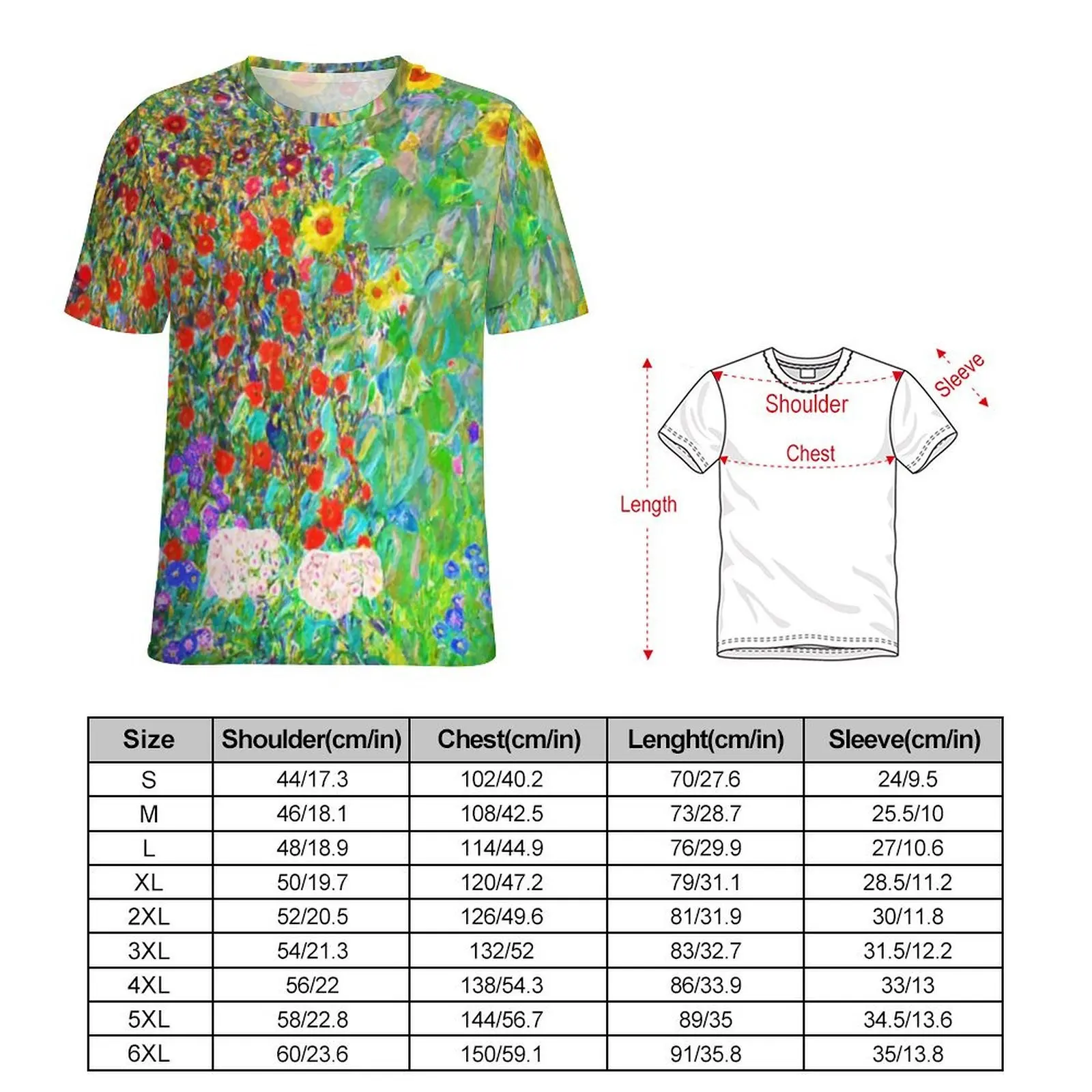 Farm Garden with Sunflower T Shirt Men Floral Print Design O Neck T Shirts Beach Tops Short-Sleeve Casual Oversized Tee Shirt