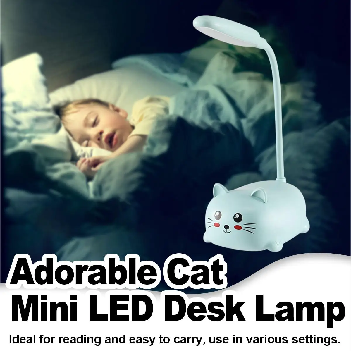 Cat Night Light Lamp Animal Foldable Book Flexible Pipe Design Creative Cute Table Led Rechargeable Wireless For Reading Cartoon