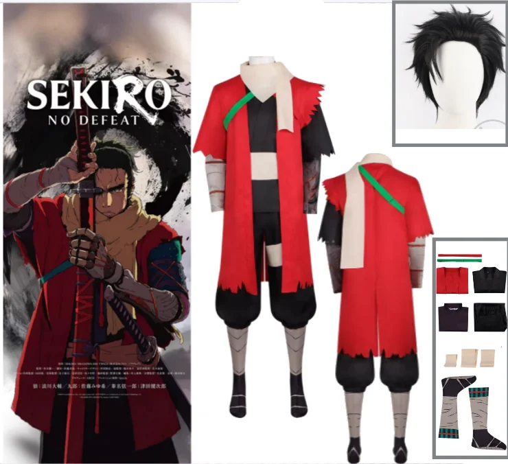 

Sekiro: No Defeat Cosplay Costume One-Armed Ninja Wolf Same Character Style Halloween Stage Performance Outfit Hunter Costume