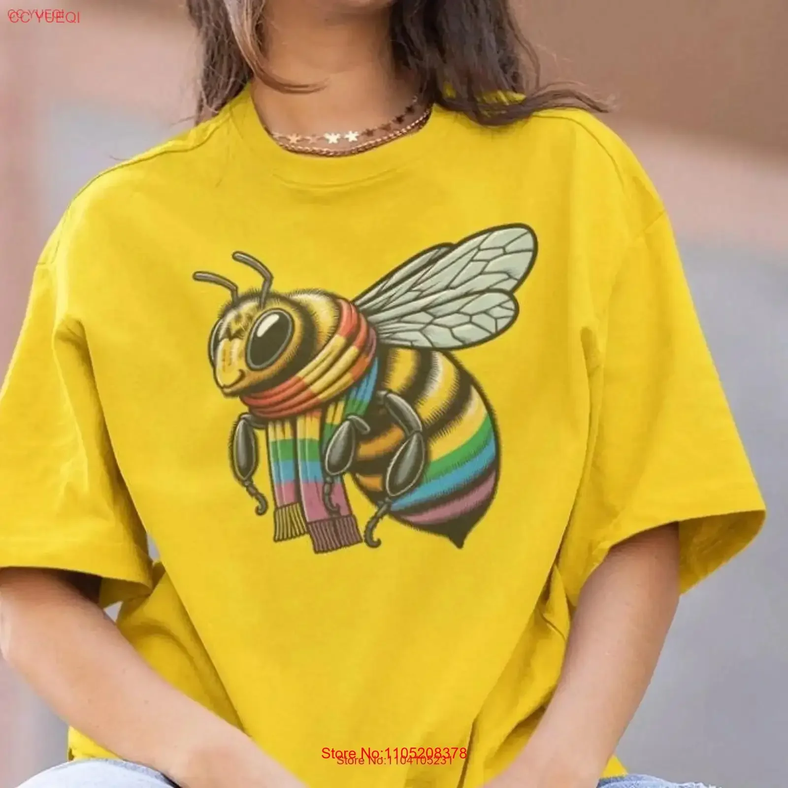 تي شيرت Bee Proud Pride تي شيرت Rainbow LGBTQ Parade Softstyle عتيق مغسول مريح للجنسين مصمم ملابس كاجوال قابلة للتنفس #1