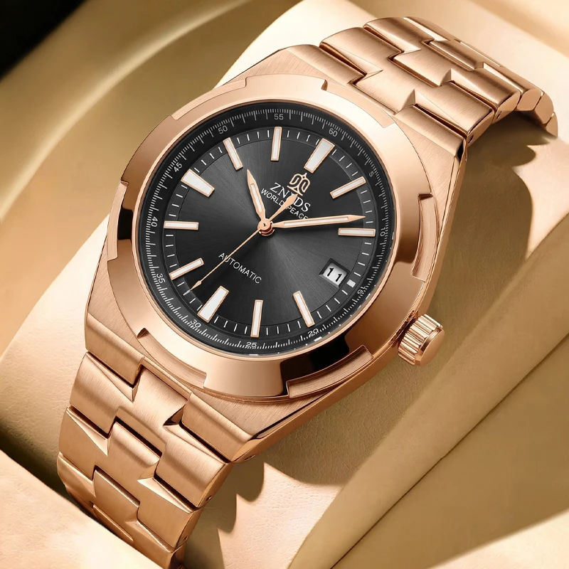 Light Luxury Men's Watch, Mechanical Wristwatch with Calendar, Hollow Steel Band, Luminous, Waterproof, Business Casual, Trendy, Versatile, Men's Fully Automatic Mechanical Watch, Gift