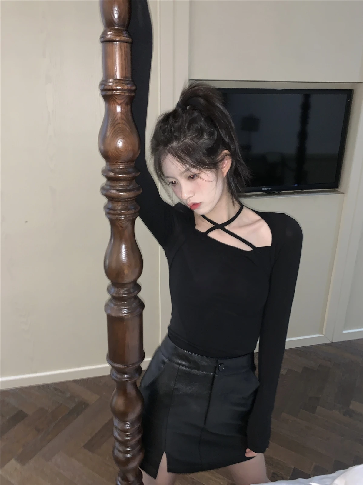 

LXLILIUM Pure Desire Long Sve Base Two Colors 0 AM0000 Women's Knitted Sweater Autumn Season Faion Ladies' Wear