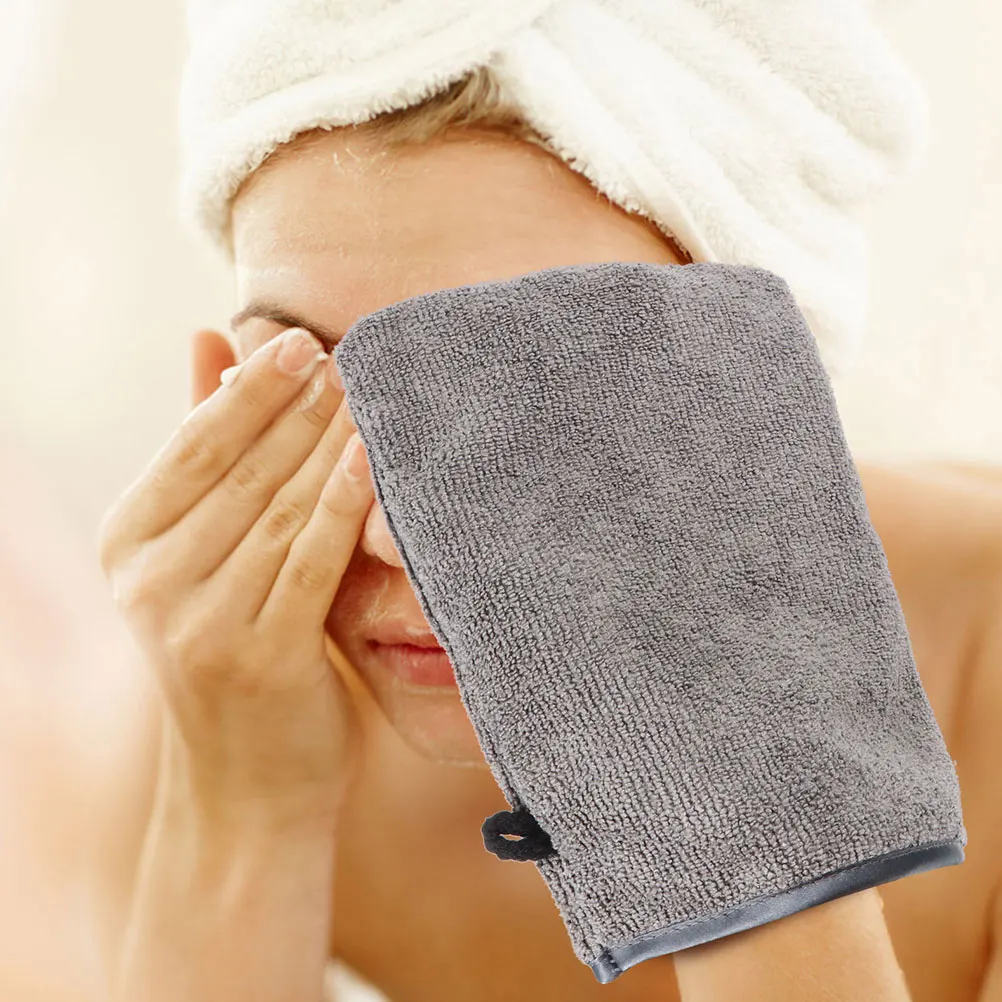 

3Pcs Face Cleaning Gloves Reusable Makeup Remover Mitts Facial Scrubber Soft Wash Mitts Practical Skincare Supply