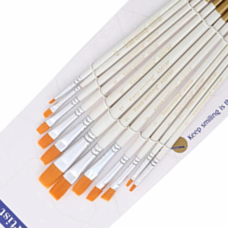 12 pezzi pennello per penna ad acquerello pennelli per capelli in Nylon pennello per pittura a olio per artisti per pennello artistico professionale fai da te