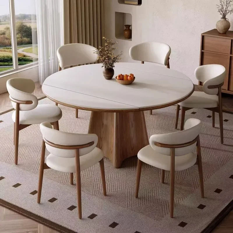 for Travertine Rock Slab Round Table Full Support Baseplate Telescopic Variable Medium Antique New Household Small Apartment