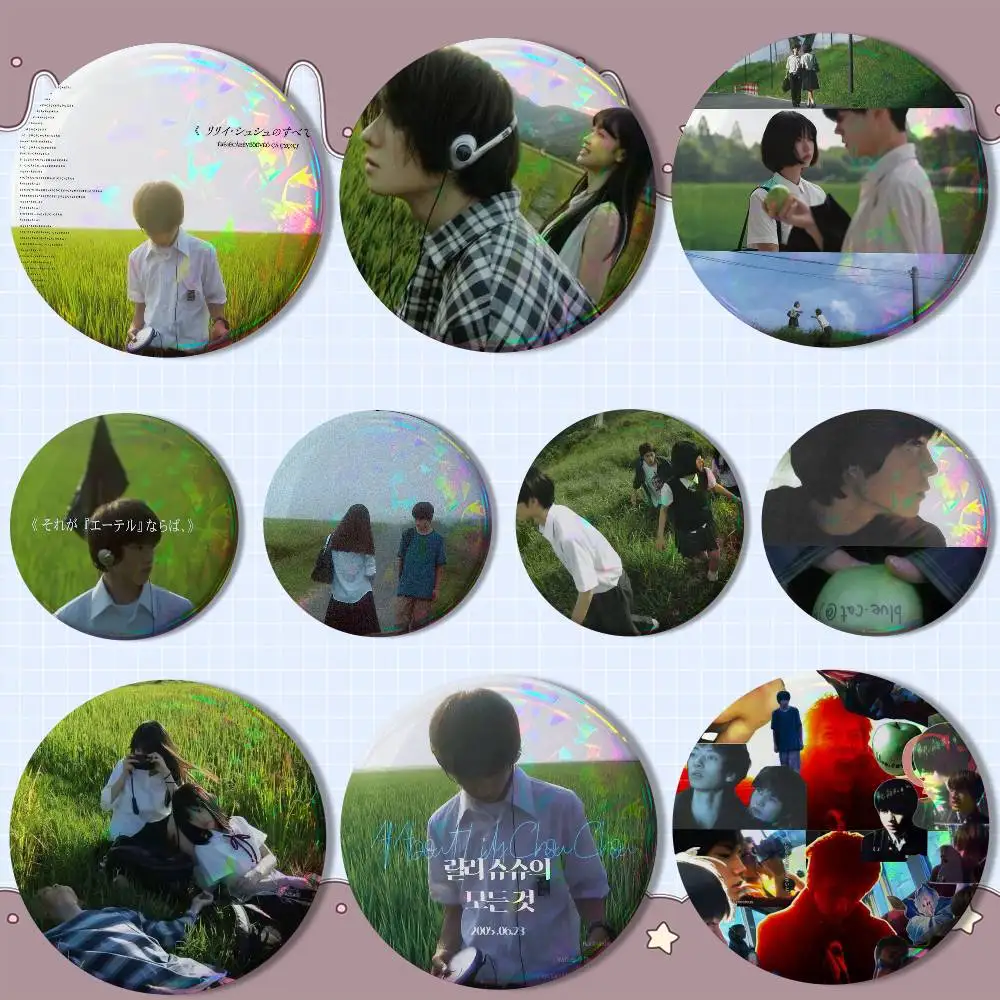 

A-All About Lily Chou-ChouS Round Exquisite Badge Brooches Creative Pins For Clothes Hat Backpack Gift Accessories