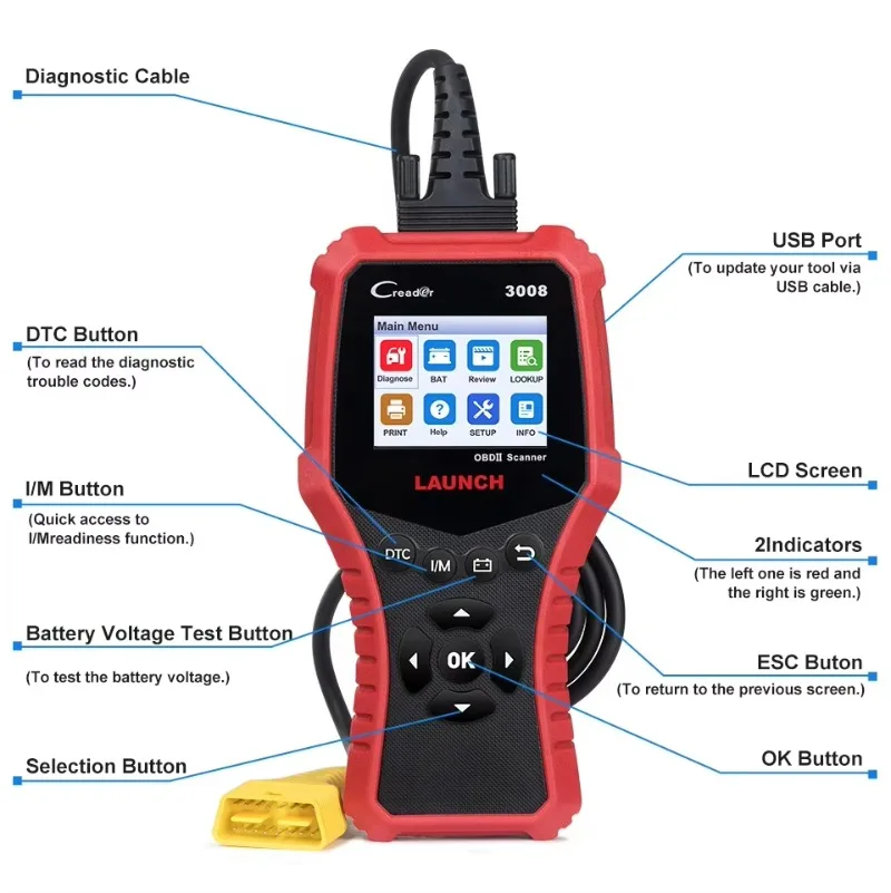 For  Cr3008  Ii Code Reader Scanner update online Creader 3008  2 Car Diagnostic Tool Code Reader Battery Tester