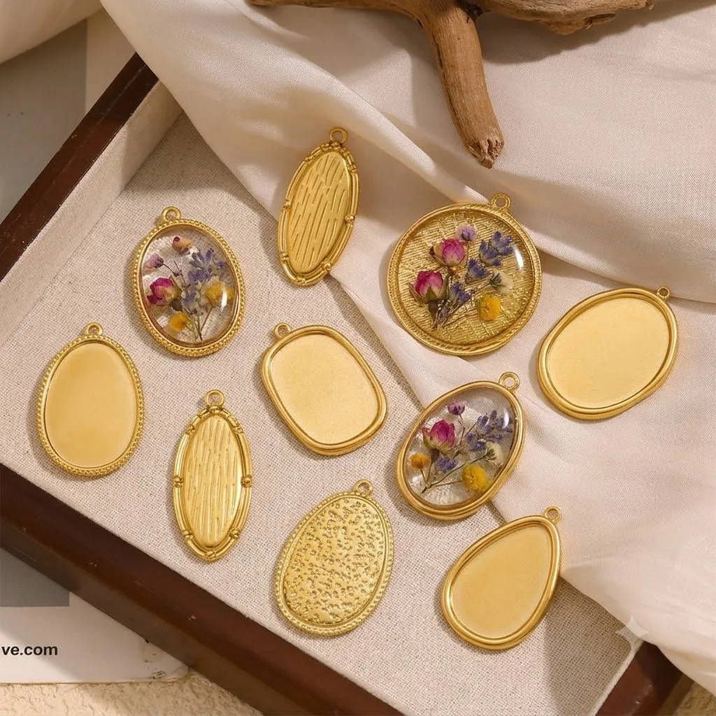 5 Stück Edelstahl Oval Unregelmäßige Anhänger Cabochon Fassung Rohlinge für DIY Schmuckherstellung Zubehör Komponenten – Detail 1