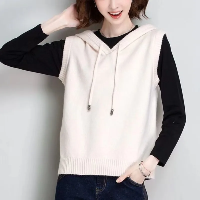 2025 여성용 신상 스웨터 베스트 봄 가을 후드 스웨터 말 클립 재킷