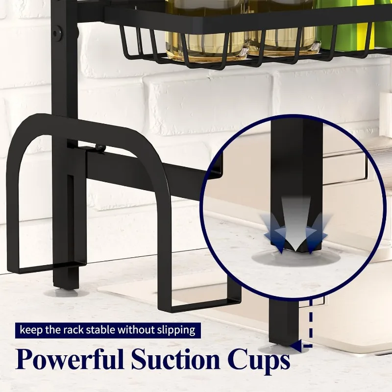 Over The Sink Dish Drying Rack - 30.0" to 33.9"x21.5", Adjustable Sink Drying Rack for Kitchen Sink with Large Capacity, 2-Tier