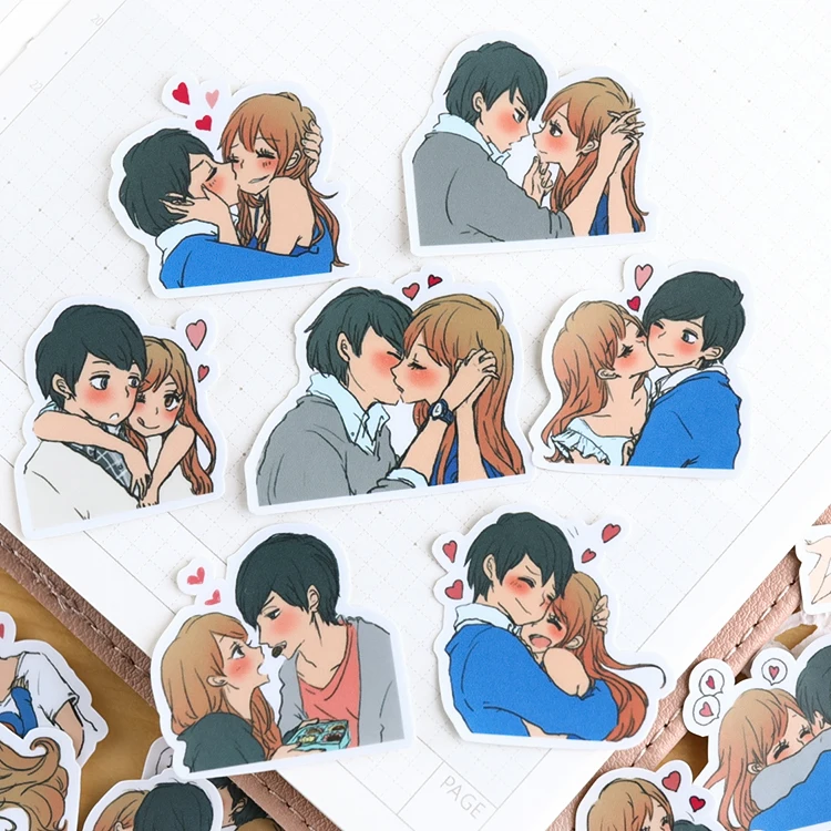 45PCS Cute cartoon couple Stickers Crafts And Scrapbooking stickers notebookbook Student label Decorative sticker DIY Stationery