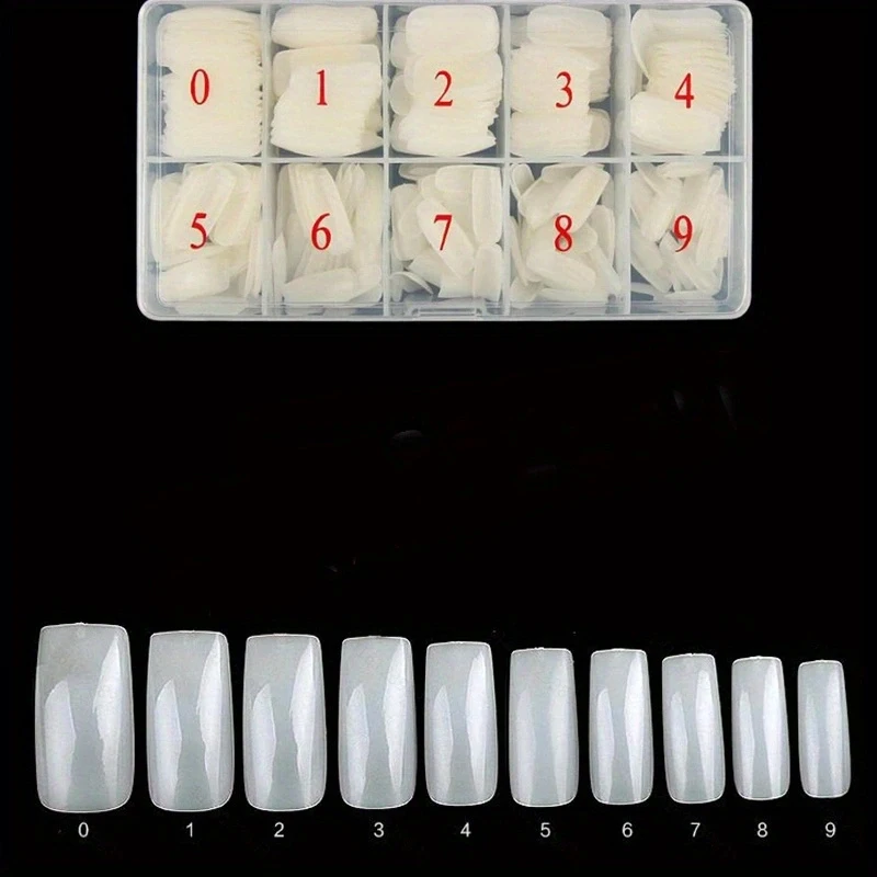 Maniküre, 500 Stück, französische Nagelstücke, verpackt, durchsichtiges Peeling, künstlicher Nagelflicken, abnehmbarer, natürlicher künstlicher Nagelflicken mit vollem Stick