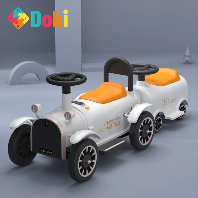 Children's Electric Small Train Can Accommodate Two People Baby Toy Car Two Wheel Drive Rechargeable Children's Retro Stroller