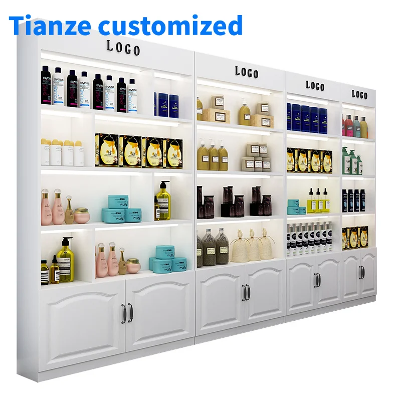 （customized）Multi-layer Container Shelf Beauty Salon Product Display Cabinet Skin Care Cosmetics Display Cabinet Cosmetic Displa