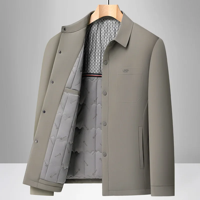 

Autumn and Winter A New Men Business Fashion Trend Slim Solid Color Casual Lapel with Cotton Versatile Jacket and Thick Warm