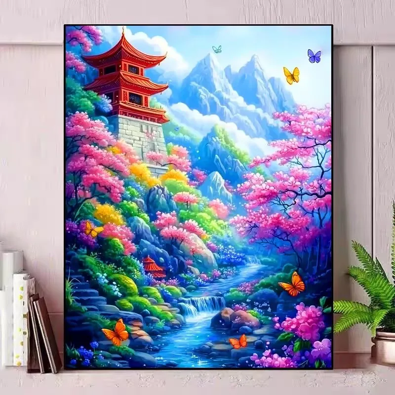 

9ct 60x80cm Beautiful Scenery Embroidery DIY Chinese Style Printed Kits Cross Stitch Needlework Set Home Decor Crafts