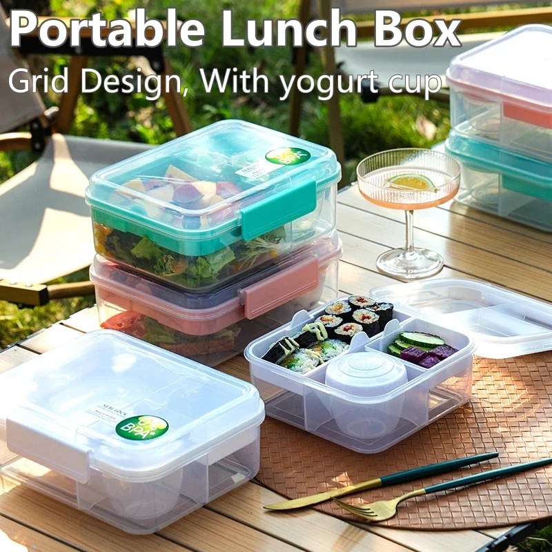 Двухслойный Ланч-бокс 1250/1650 мл, портативный дизайнерский контейнер с ручкой, уличные коробки для хранения салатов и еды для студентов и малышей