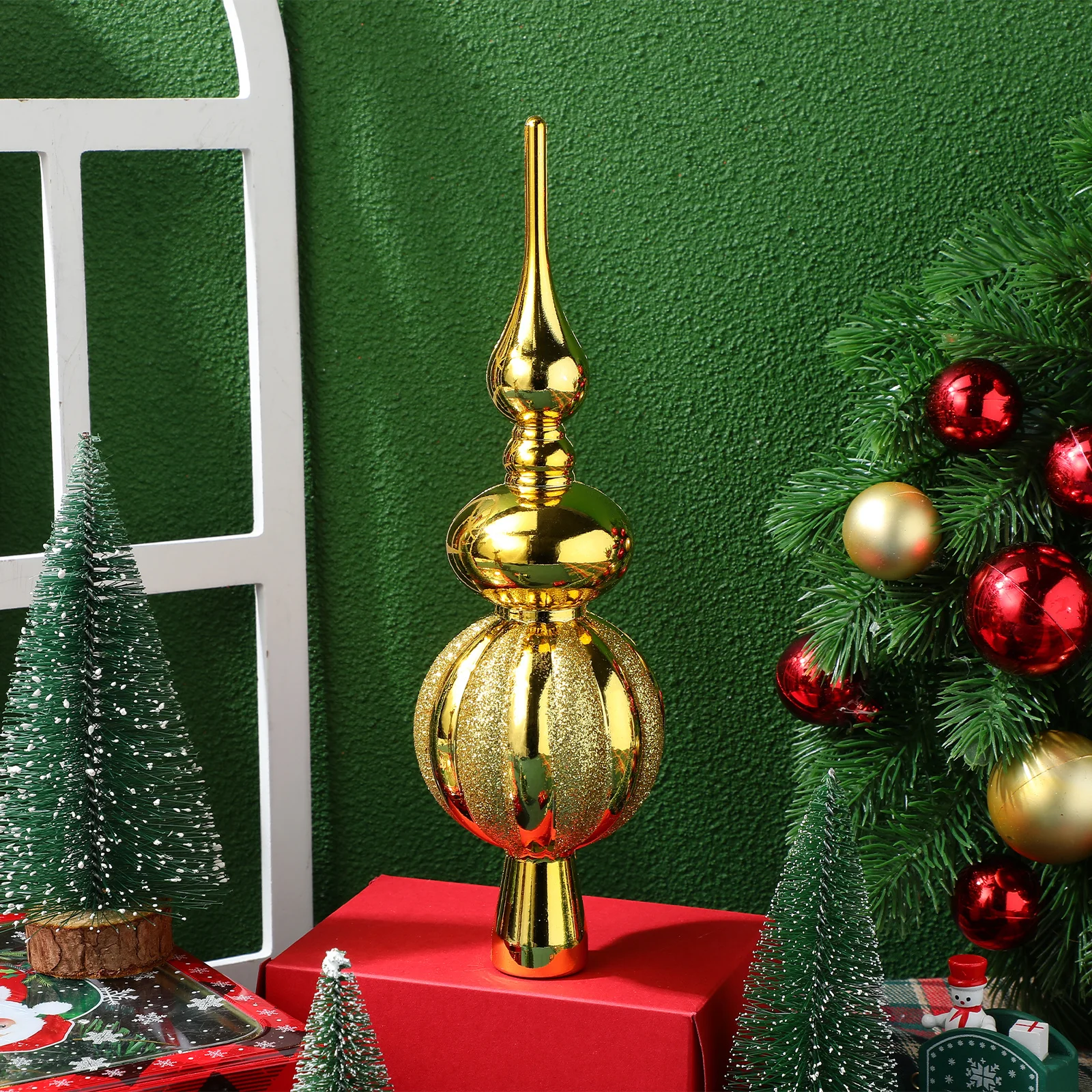 

Christmas Decorations Tree Topper Plastic Ornament Finials Toppers Golden Beautiful Ornaments