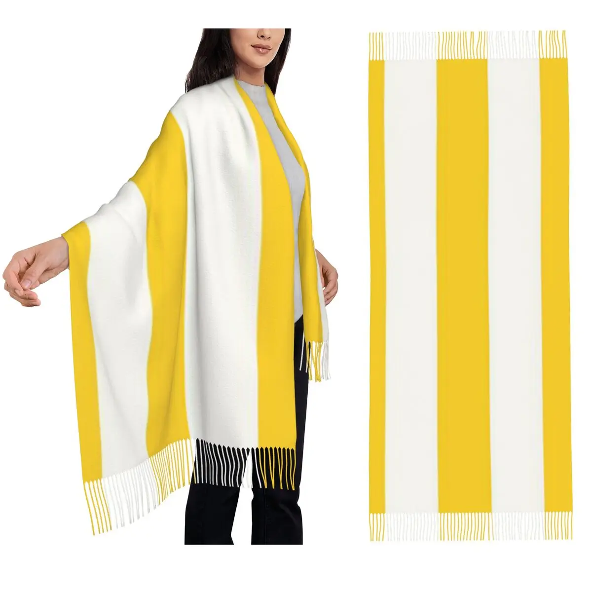 Stripes Narrow Stripe Scarf Tassel Scarves Women Soft Warm Shawls and Wraps Long Fall Winter Shawl Wrap