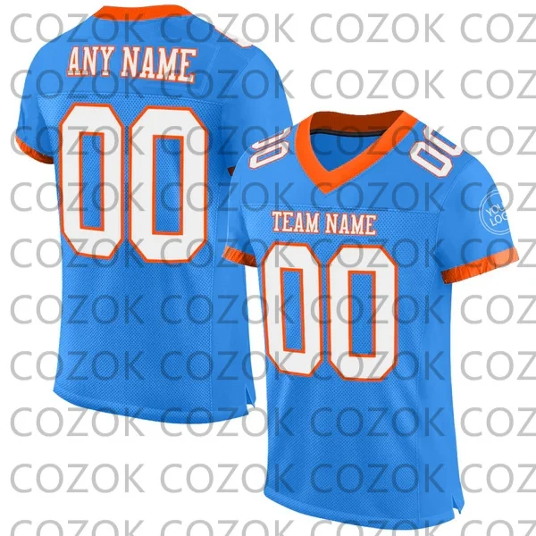 

Custome Blue Football Jerseys for Men Women Unisex Football Short Sleeves Athletic Tee Shirts