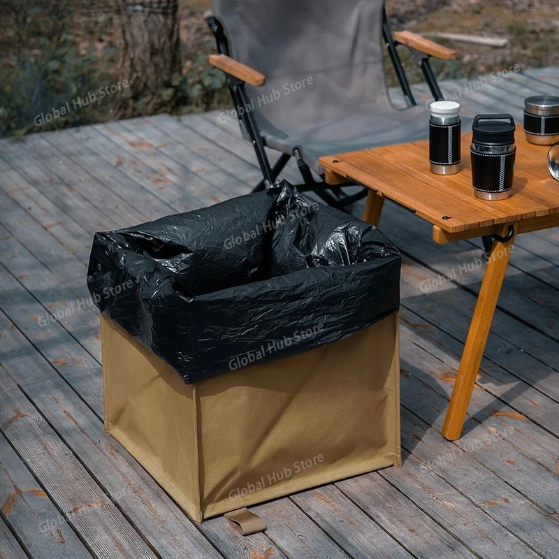 Outdoor Picnic Miscellaneous Bag, Portable Rope Storage Basket, Camping Large Capacity Folding Triangle Garbage Bin
