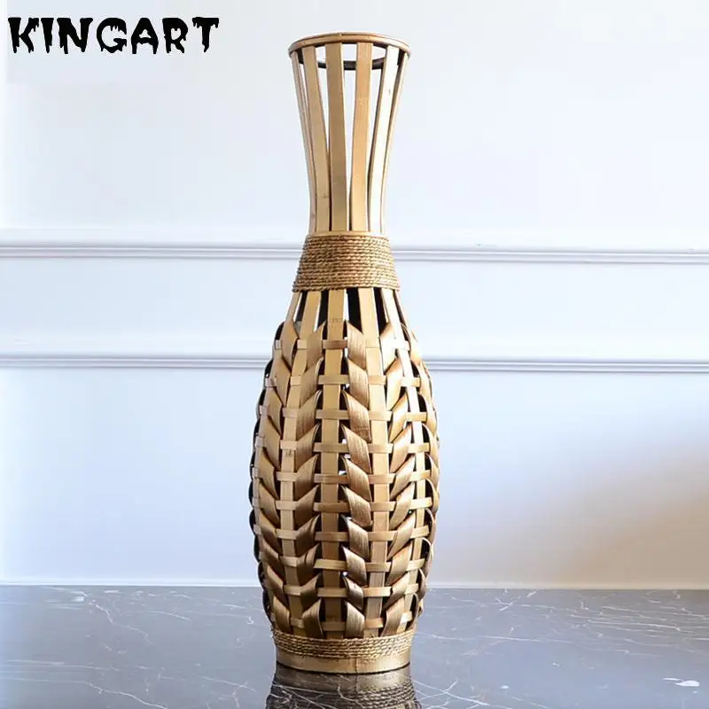 Imagem -04 - Vaso Grande de Bambu para Decoração de Casa Tamanho Grande Vaso Grande Retrô Vaso de Flores de Ouro Artesanato Grande no Chão K212