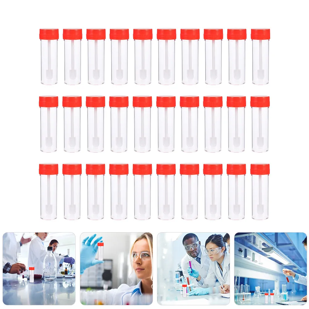 

30 шт. контейнеров для сбора мочи с крышками, 25 мл, портативные, с надежной герметизацией, легко переносимые, небьющиеся, из прозрачного пластика, для медицинского использования