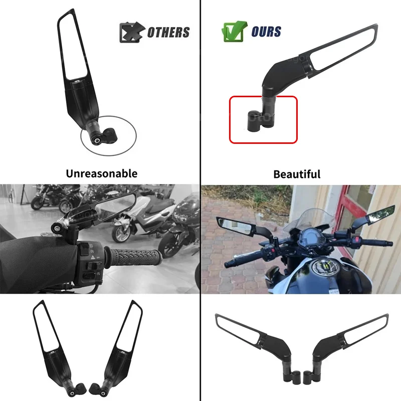 For KTM 250 390 200 690 125 990 SUPER DUKE R 790 1290 Universal Motorcycle Mirror Wind Wing side Rearview Reversing mirror