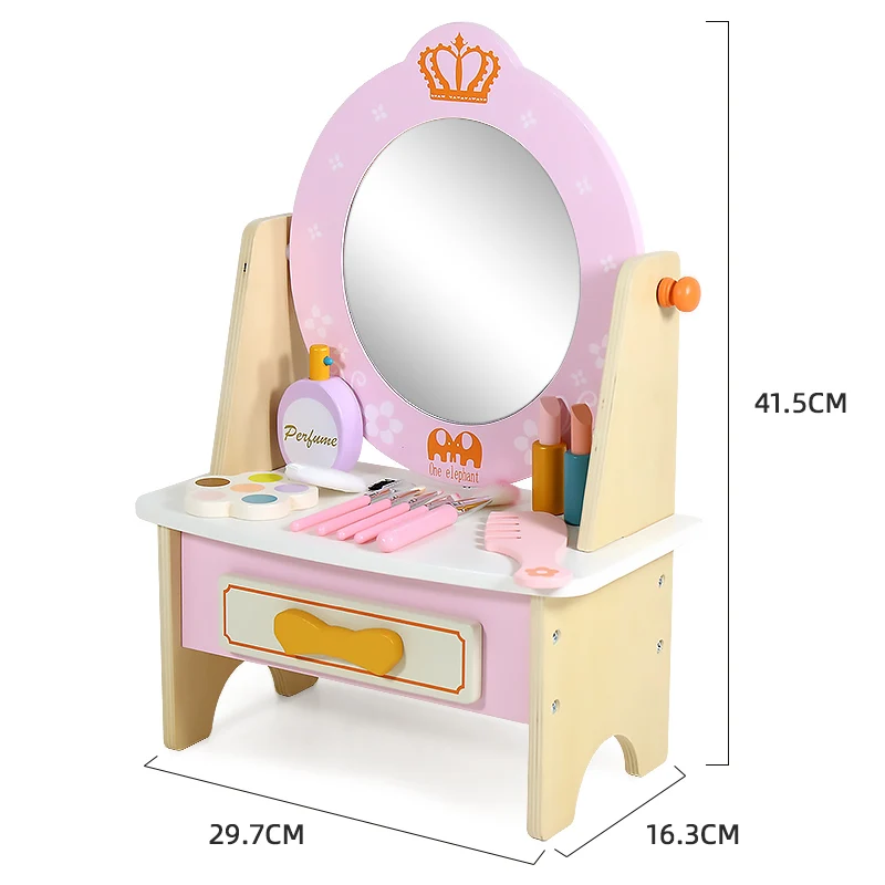 New design Kids dressing table wooden dresser toys simulation puzzle toy