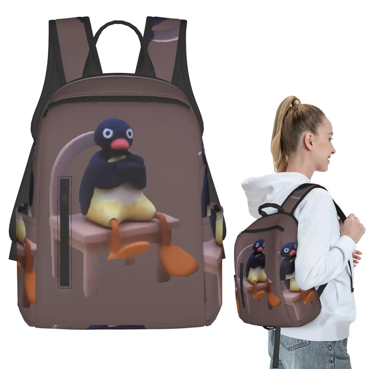 

BeepPeep Official Merch Angry Pingu Backpack Student BookBag Children School Bag Computer Shoulder Bags Boys Girls