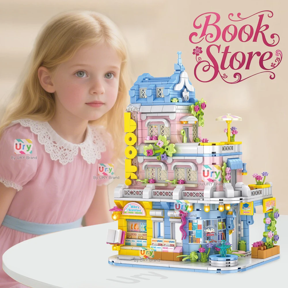 City Street View série amis maison boutique magasin de livres bibliothèque rétro bricolage jouets Architecture MOC blocs de construction pour enfants fille cadeau