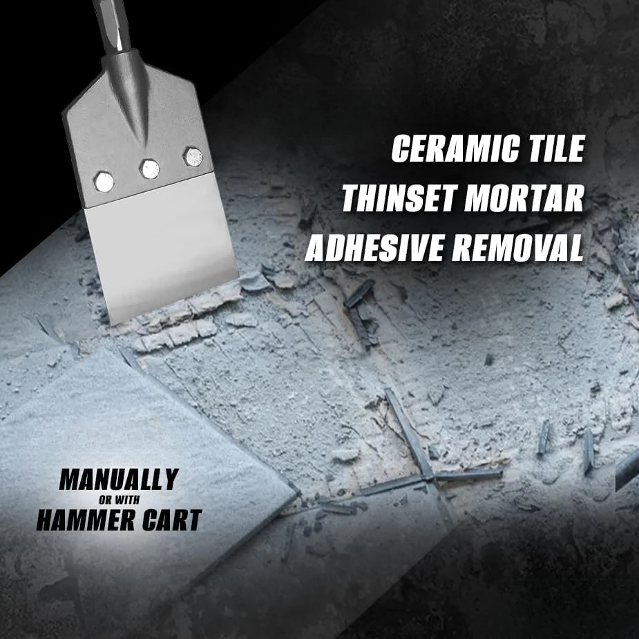 1-1/8-Inch Hex Notch Shank 6" Wide 2mm Thick Stainless Steel Blade - Champion Chisel/Works great with Demolition Hammer Carts