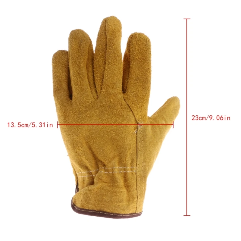 1 par guantes protectores seguridad cuero vaca soldador trabajo reparación resistente desgaste